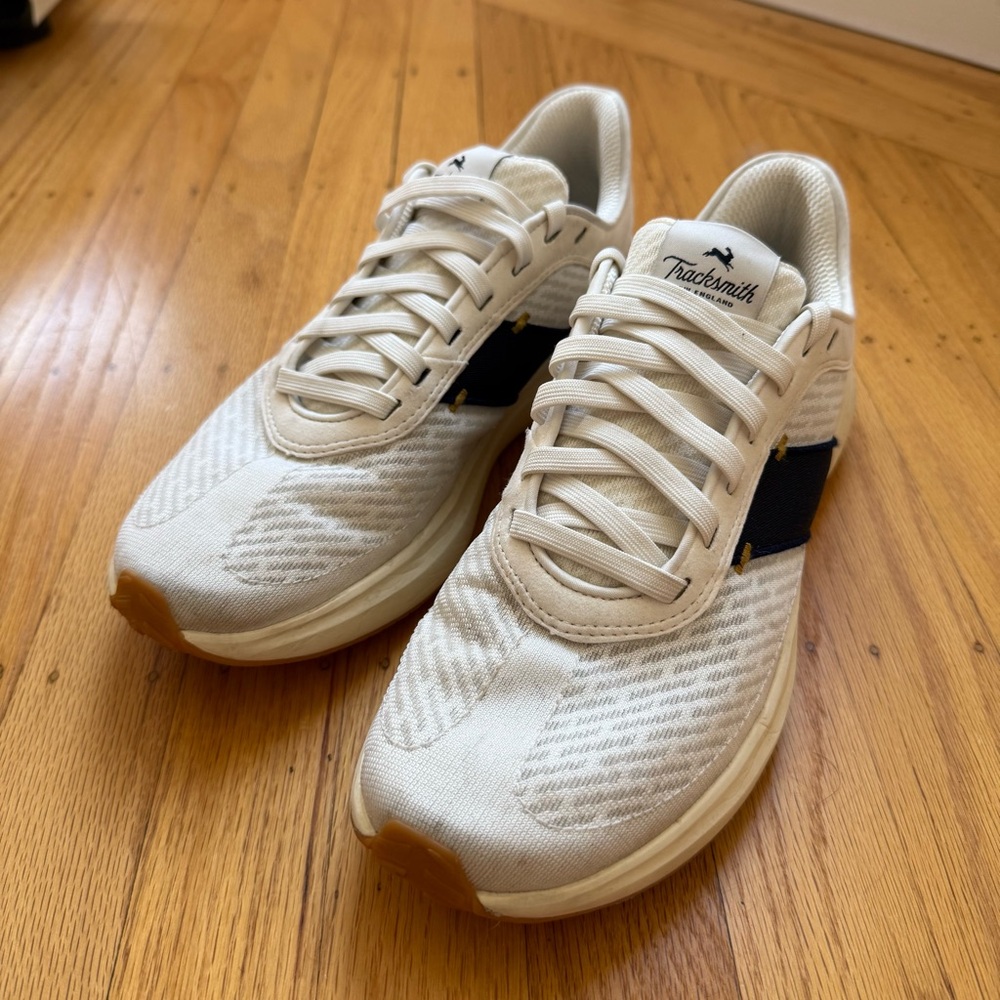 Tracksmith Cream and Black Athletic Sneakers